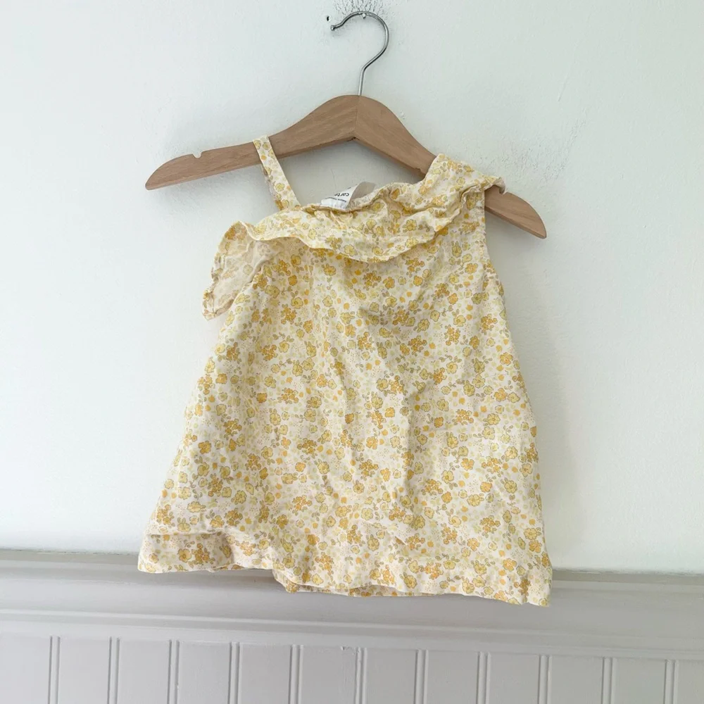 Carter's 24 Months Yellow Floral One-Shoulder Ruffle Cotton Top